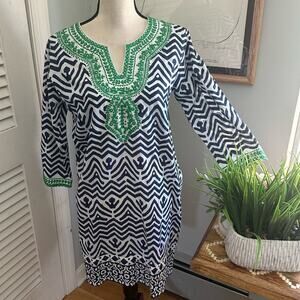 BELLA TU Womens Tunic Dress 6 Embroidered Embellished Bohemian Classic Preppy